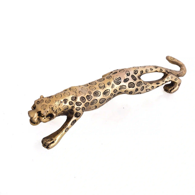 Brass Leaping Leopard Figurine
