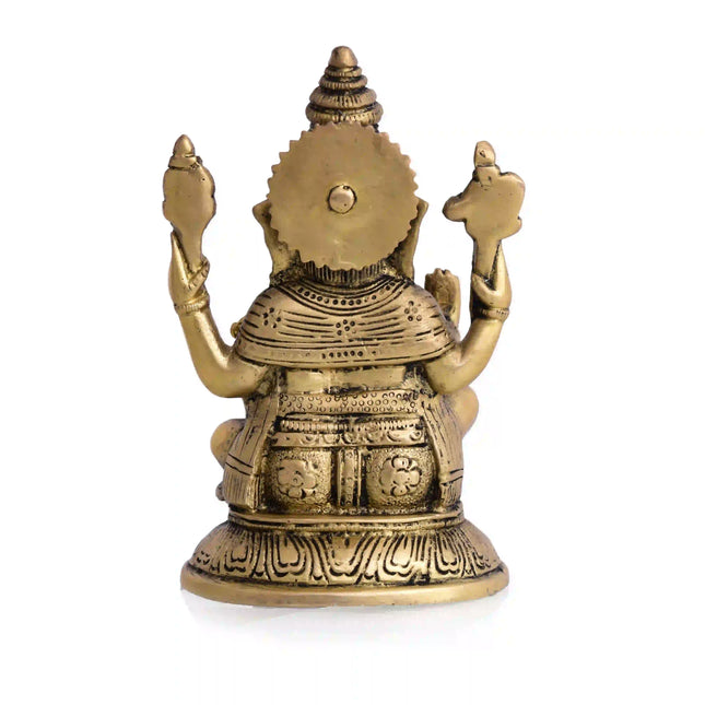 Brass Blessing Sitting Ganesha Idol (6 Inch)