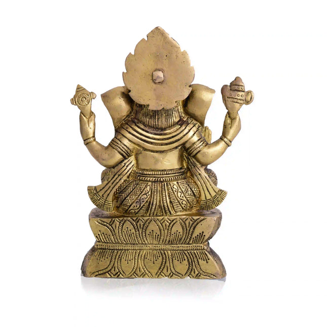 Brass Lord Sitting Ganesha Idol (7.2 Inch)