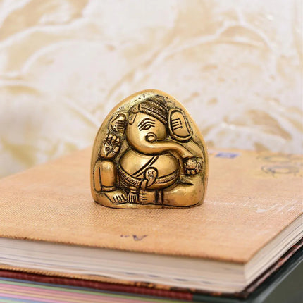 Brass Coconut Shape Sitting Ganesha Idol (2.2 Inch)