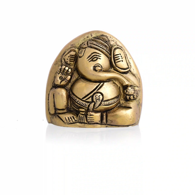Brass Coconut Shape Sitting Ganesha Idol (2.2 Inch)