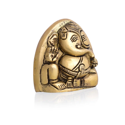 Brass Coconut Shape Sitting Ganesha Idol (2.2 Inch)