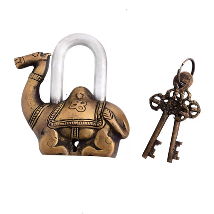 Brass Camel Door Lock With Two Keys (4.2 Inch)