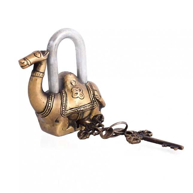 Brass Camel Door Lock With Two Keys (4.2 Inch)