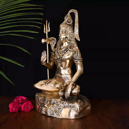 Brass Sitting Lord Shiva Idol (18.5 Inch)