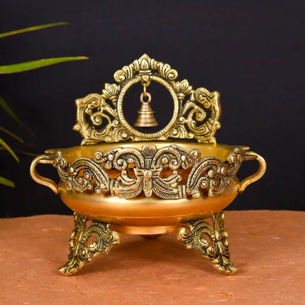 Brass Urli With Bell (8.5 Inch)