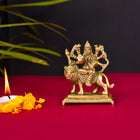Brass Durga Devi Sitting On Lion Idol (3.5 Inch)
