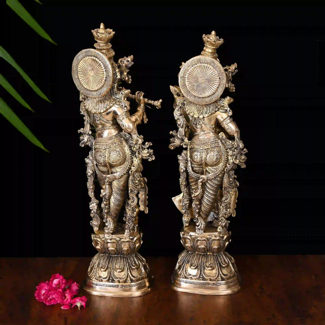 Brass Standing Radha Krishna Statue Set (30 Inch)