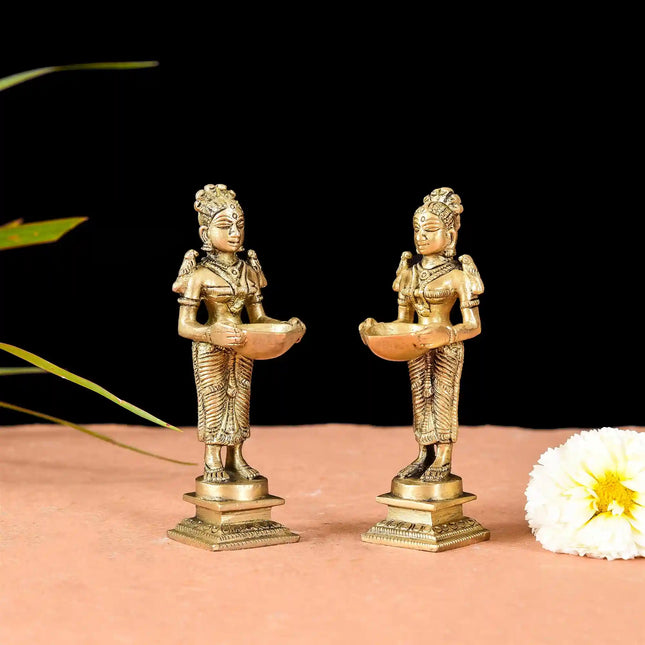 Brass Standing Deep Lakshmi Pair (5 Inch)