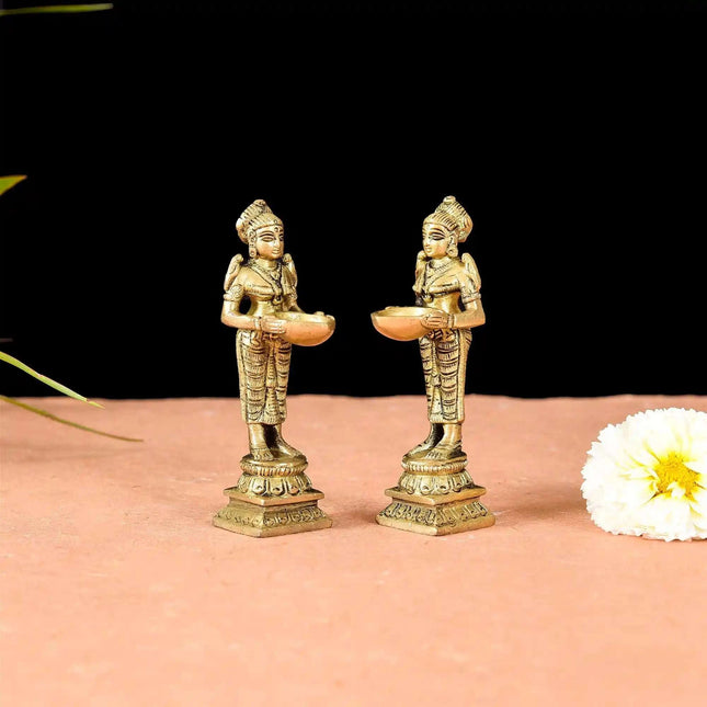Brass Standing Deep Lakshmi Pair (4 Inch)