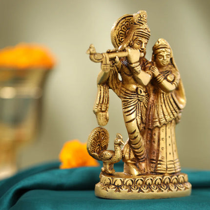 Brass Standing Radha Krishna Idol (6 Inch)