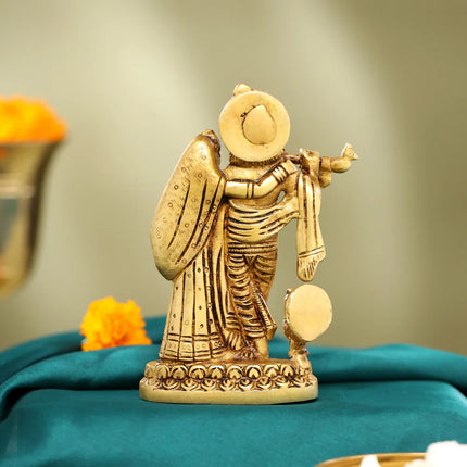 Brass Standing Radha Krishna Idol (6 Inch)