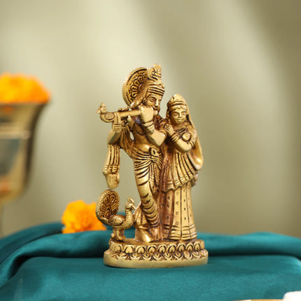 Brass Standing Radha Krishna Idol (6 Inch)