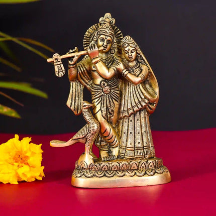 Brass Standing Radha Krishna Idol (6 Inch)