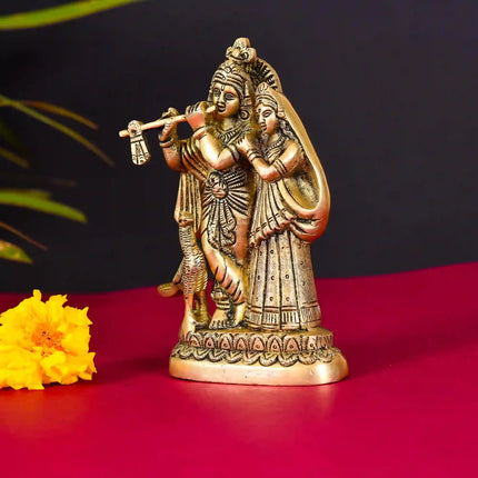 Brass Standing Radha Krishna Idol (6 Inch)