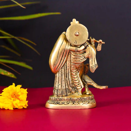 Brass Standing Radha Krishna Idol (6 Inch)