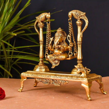 Brass Superfine Sitting Ganesha Swing/Jhula (10 Inch)