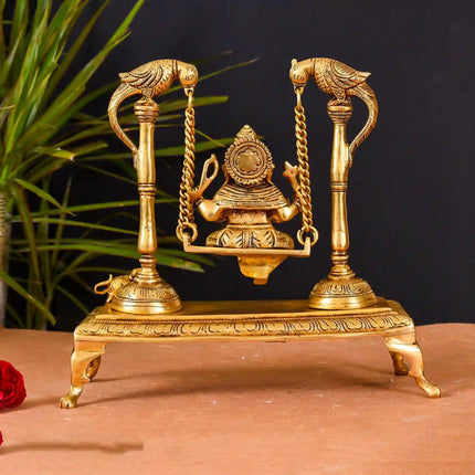 Brass Superfine Sitting Ganesha Swing/Jhula (10 Inch)