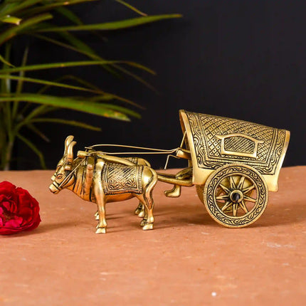 Brass Double Bullock Cart (3.5 Inch)