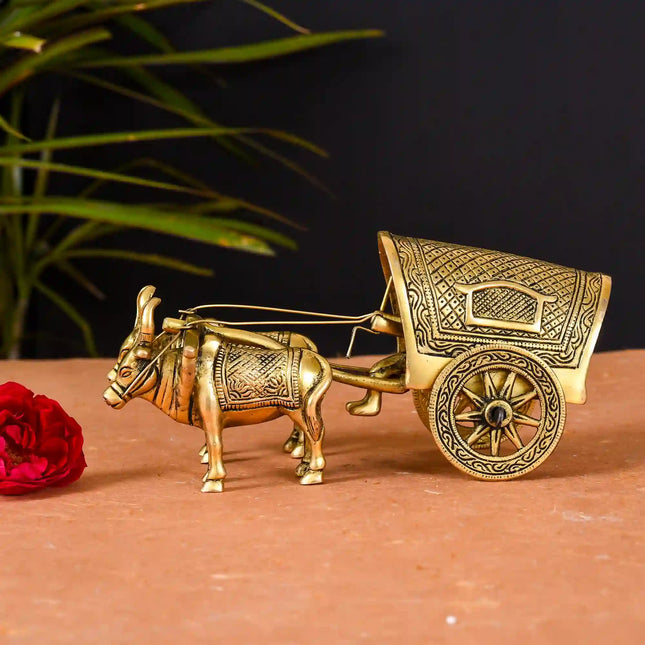 Brass Double Bullock Cart (3.5 Inch)
