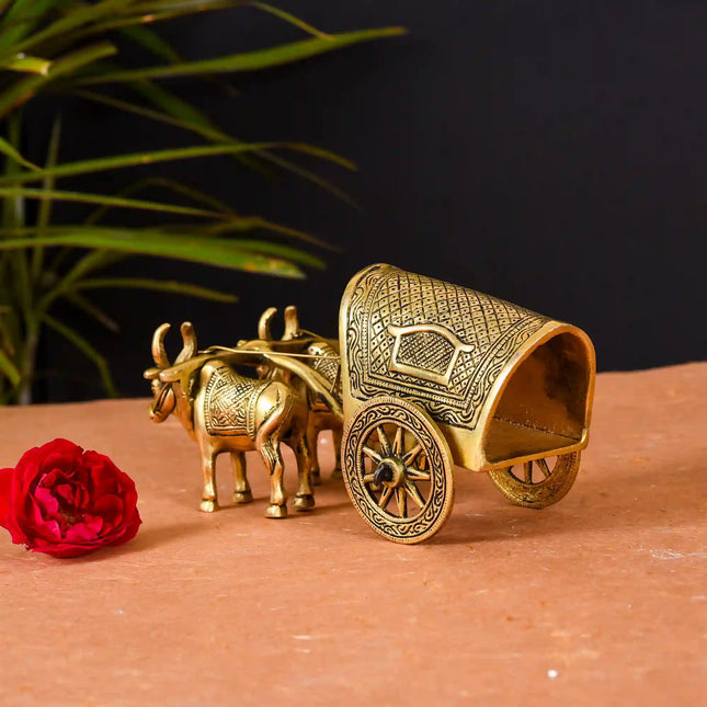 Brass Double Bullock Cart (3.5 Inch)