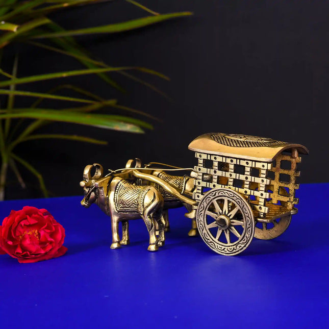 Brass Double Bullock Cart (3.2 Inch)