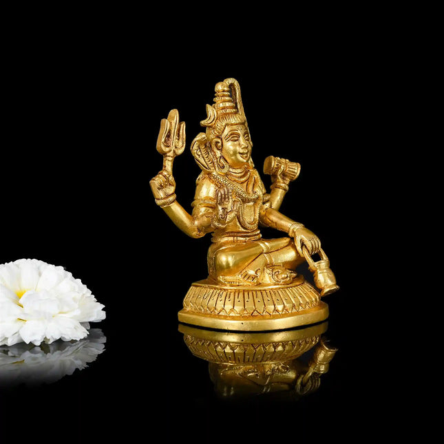 Brass Sitting Lord Shiva Idol (5 Inch)