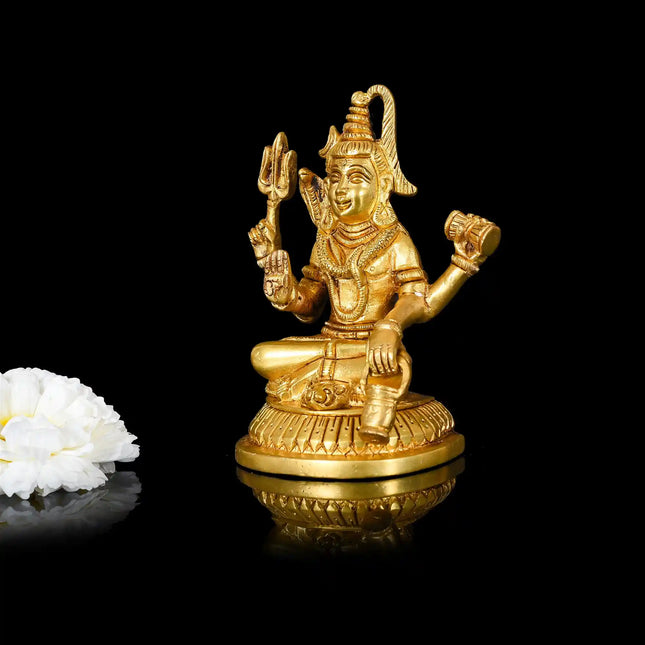 Brass Sitting Lord Shiva Idol (5 Inch)