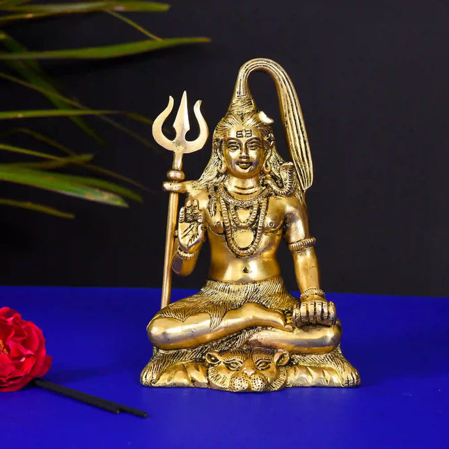 Brass Sitting Lord Shiva Idol (6.5 Inch)