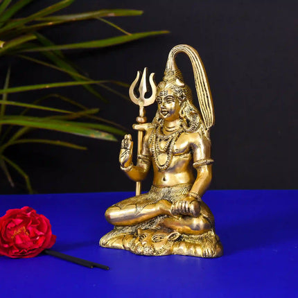 Brass Sitting Lord Shiva Idol (6.5 Inch)