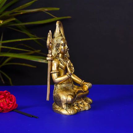 Brass Sitting Lord Shiva Idol (6.5 Inch)