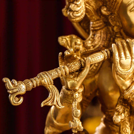 Brass Standing Lord Krishna Idol (30 Inch)