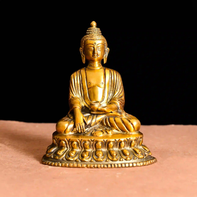 Brass Sitting Buddha Statue (6.2 Inch)