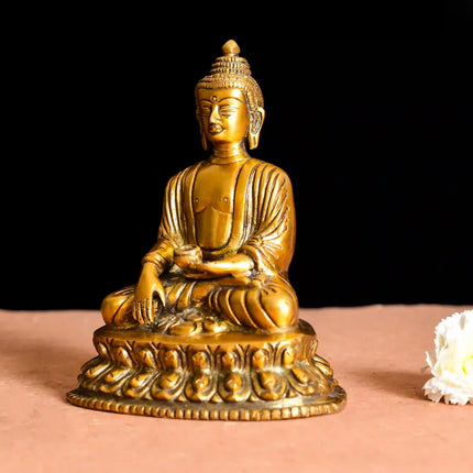 Brass Sitting Buddha Statue (6.2 Inch)