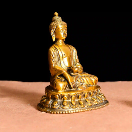 Brass Sitting Buddha Statue (6.2 Inch)