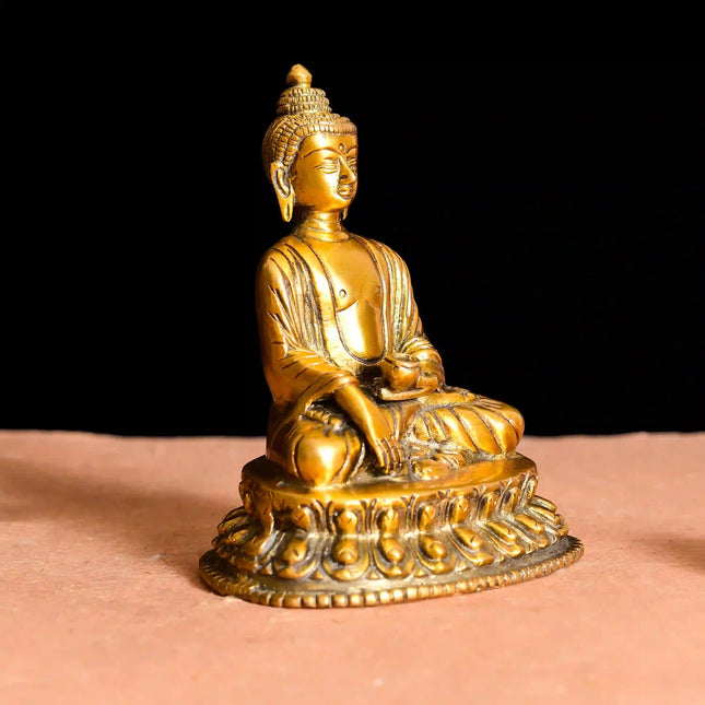 Brass Sitting Buddha Statue (6.2 Inch)
