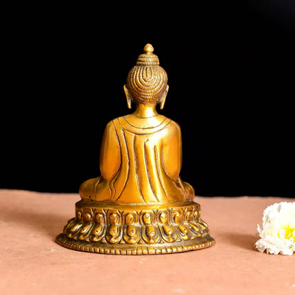 Brass Sitting Buddha Statue (6.2 Inch)