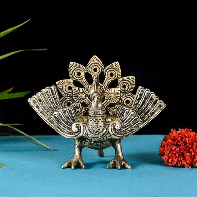 Brass Mini Peacock Urli Diya/Lamp (6.5 Inch)
