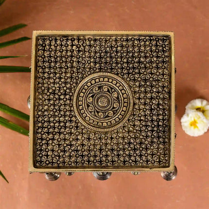 Brass Stool With Hanging Bells (15.5 Inch)