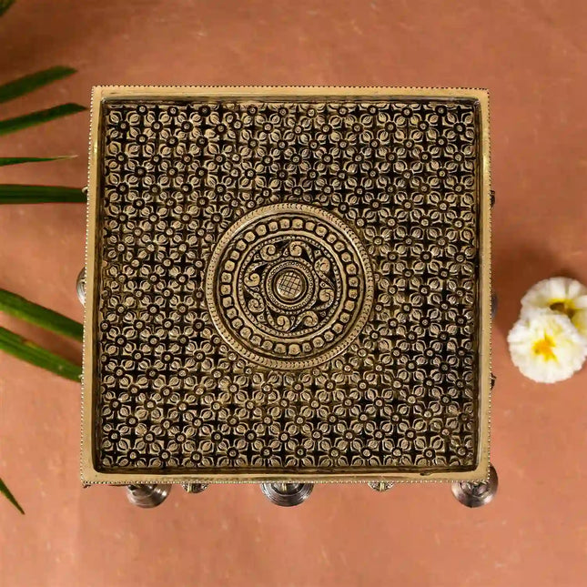 Brass Stool With Hanging Bells (15.5 Inch)