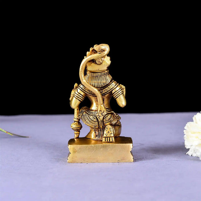Brass Blessing Superfine Sitting Hanuman Idol (4 Inch)