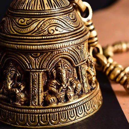 Brass Superfine Ganesha Wall Hanging Temple Bell (28 Inch)