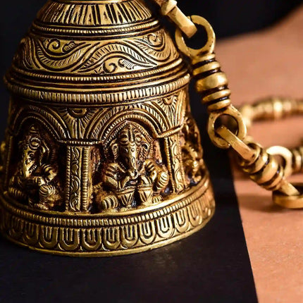 Brass Superfine Ganesha Wall Hanging Temple Bell (28 Inch)