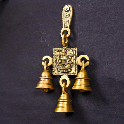 Brass Ganesha And Lakshmi Hanging Bell (7 Inch)