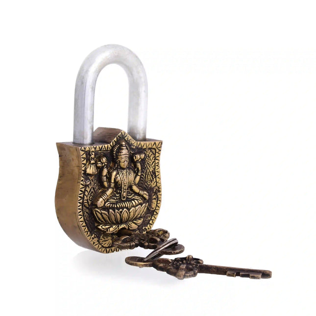 Brass Lakshmi Door Lock With Two Keys (4.5 Inch)