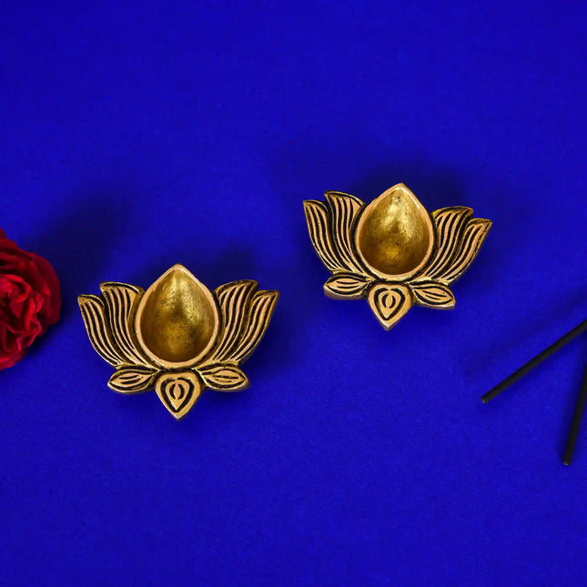 Brass Lotus Flower Diya Pair