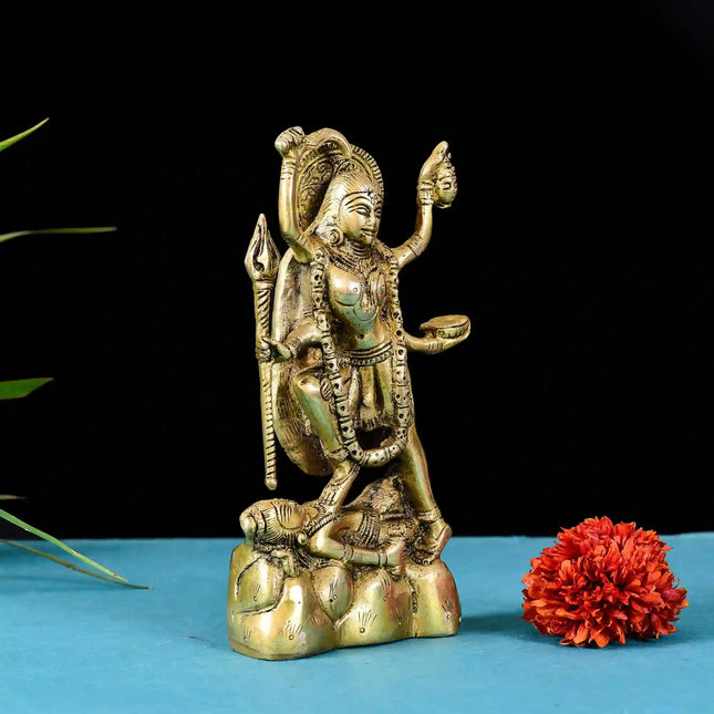 Brass Goddess Standing Kali Idol (8.2 Inch)