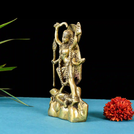 Brass Goddess Standing Kali Idol (8.2 Inch)