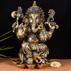 Brass Lotus Sitting Ganesha Idol (17 Inch)