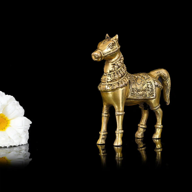 Brass Royal Horse Statue Animal Decor